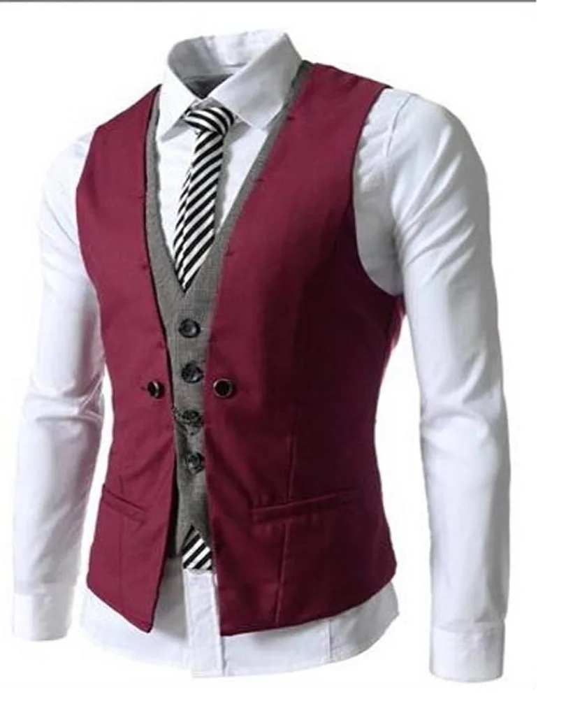 Red Men Vest Suit Mens Sleeveless Jacket Wholesale Hot 2019 New Men's