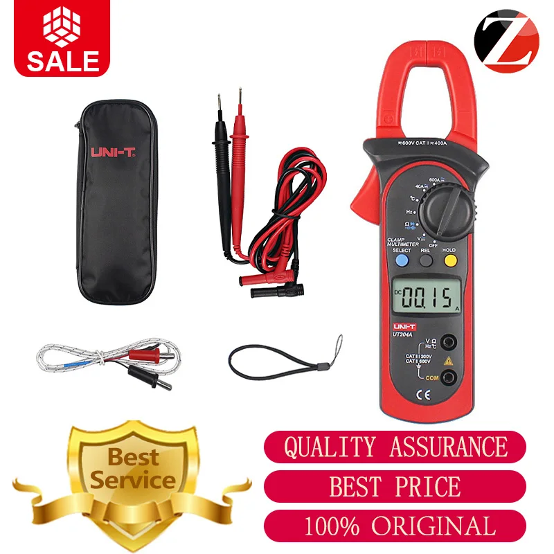 

Digital Clamp Multimeters UNI-T UT204A Auto Range Temperature AC DC Current Clamp Meter Unit Ammeter Voltmeter
