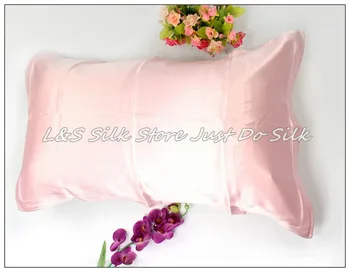 

Free shipping/100% silk pillowcase/2 sides silk/pillow case/cover/envelope back/plain dyed/silk bedding/pink/#ls1503-6