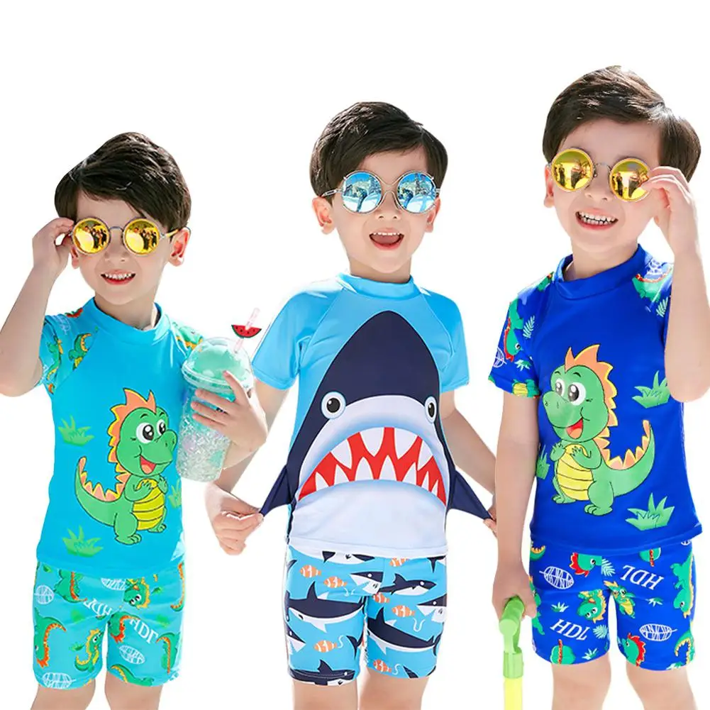 

Dragonpad 3Pcs/set Kids Baby Boys Split Shark Printing Quick Drying Swimming Suit Swimwear Kids Swim Suits teen swimsuit