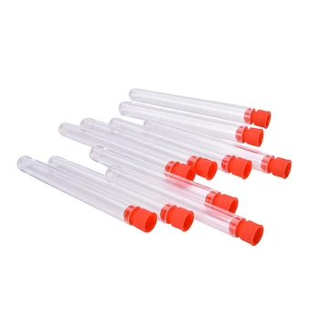 

10 Pcs 12x100mm Clear Plastic Test Tubes With Caps Stoppers Lab Supplies