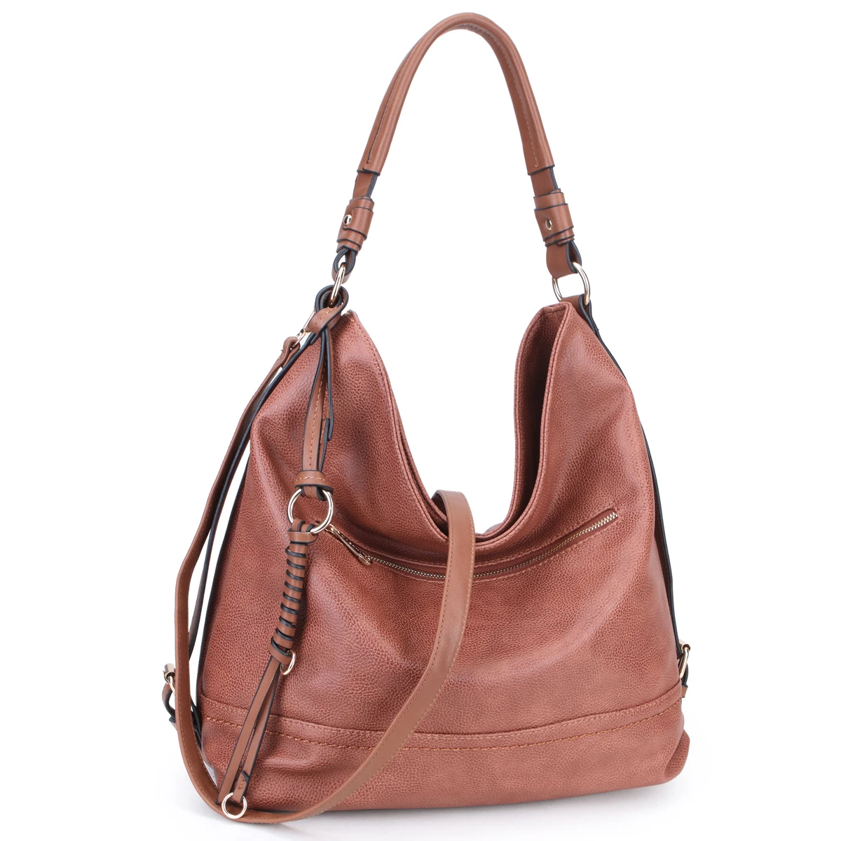 DASEIN Ultra Lightweight Stylish Casual Soft Water Wash Faux Leather Hobo Bag/Shoulder Bag with Twisted/Braided wave strand deco (2)