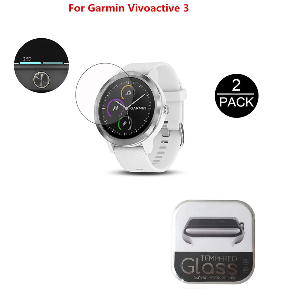 2Pack-For-Garmin-Vivoactive-3-0-3mm-2-5D-Rounded-Edge-Tempered-Glass-Screen-Protector-for_