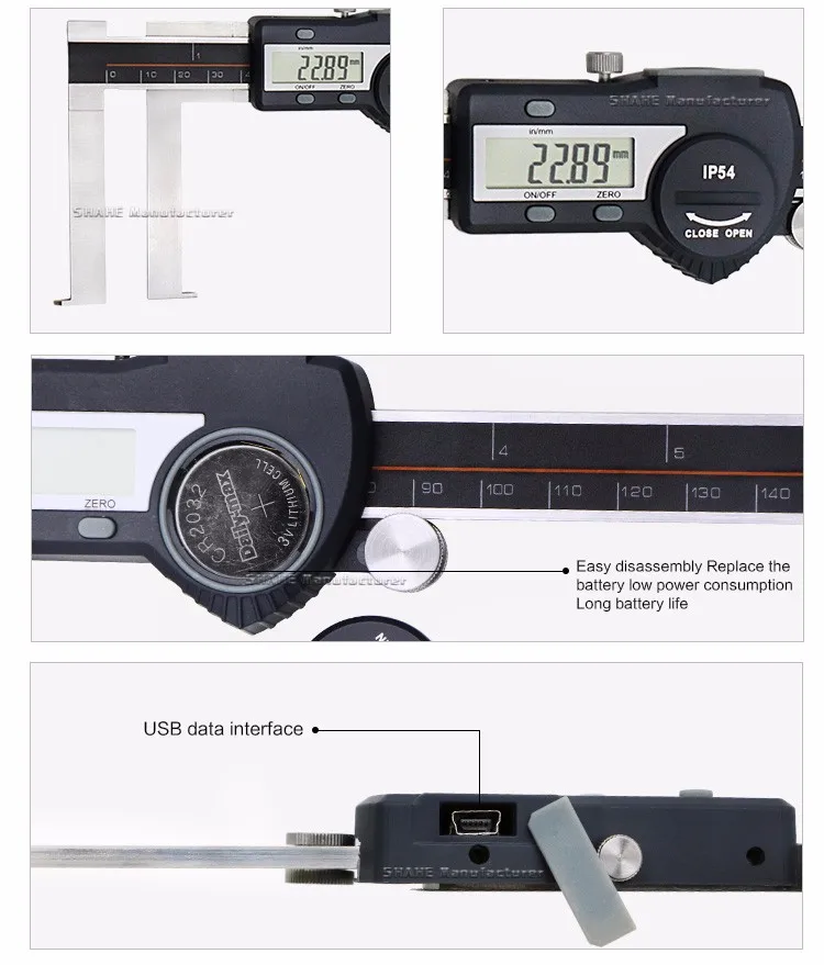 Shahe 15-300 мм Цифровой внутренний паз с краем ножа микрометрический цифровой штангенциркуль 300 мм