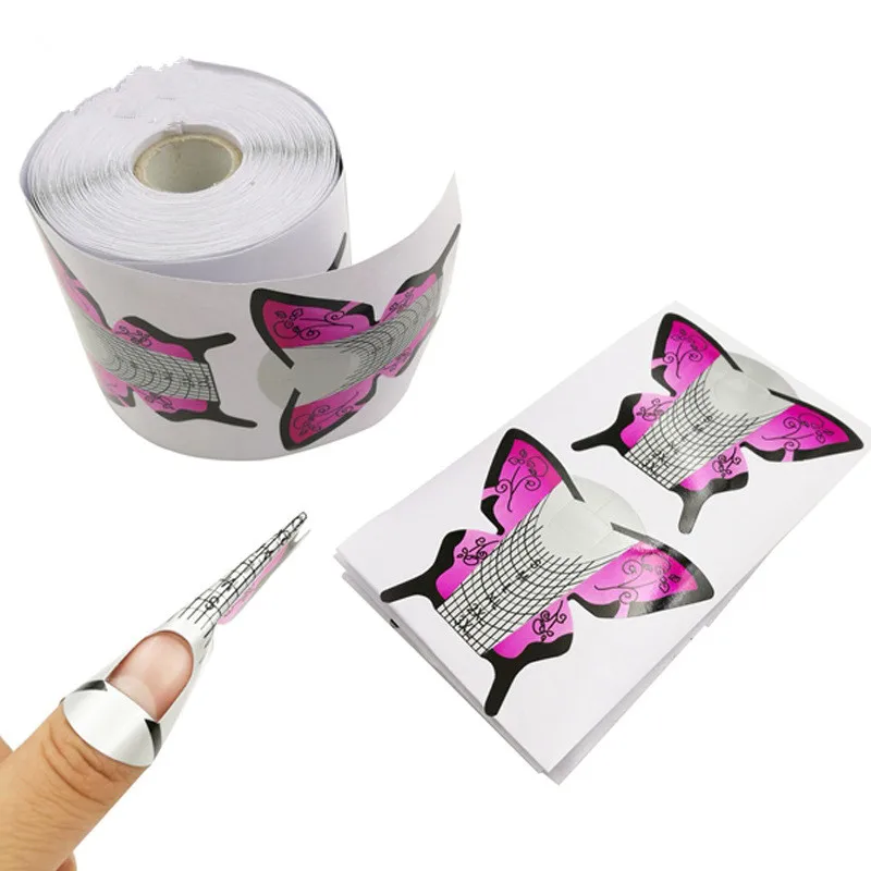 

100pcs/lot Butterfly nail art forms Nail Stickers supplies tools butterfly Shape Nail Art Tip Extension Nail Forms for UV gel