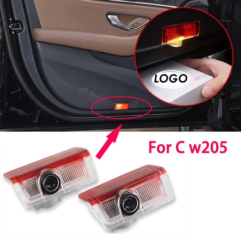 2X дверь автомобиля СИД светильник для Mercedes Benz C w205 c300 c200 c220 c400 2015-2018 AMG Логотип