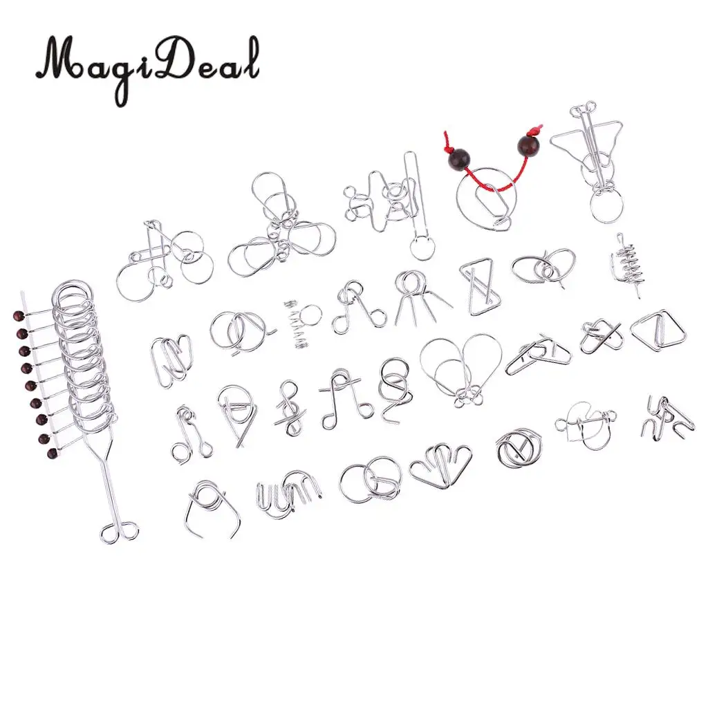 MagiDeal 30Pcs/Lot Metal Crafts Chinese Ring Puzzle IQ EQ Brain Teaser Kids Children Educational Toy Novelty Gift