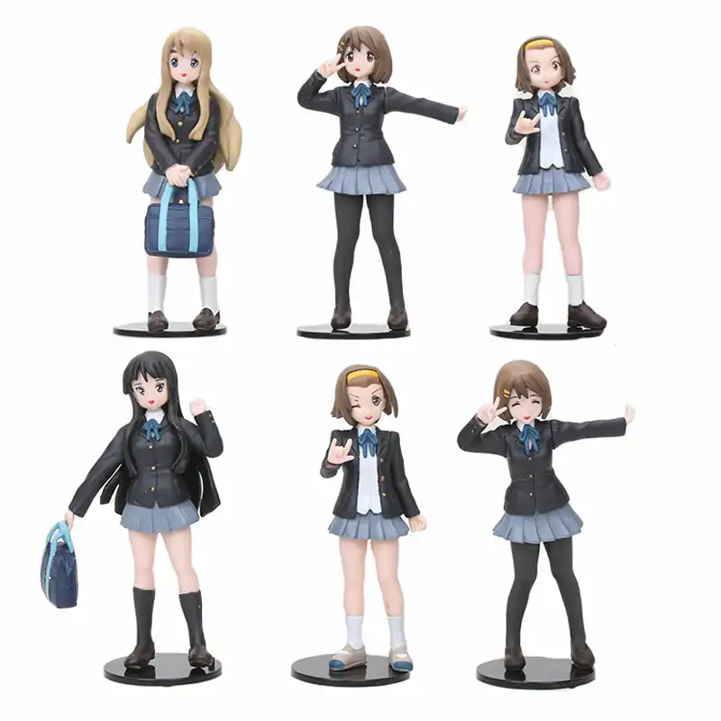 6 Unidades Set Figura De Anime Japones 10cm K On Figura De Accion De Navidad Juguetes Para Ninos Uniforme Escolar De Dibujos Animados Akiyamn Mio Yui Hirasawa Figuras De Juguete Y Accion Aliexpress