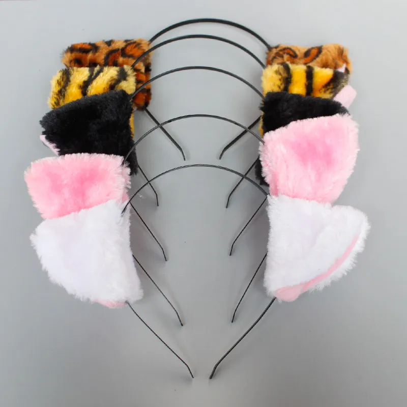 

New Animal Cat Leopard Tiger Ears Headband Hair Clips Women Girls Anime Cosplay Hair Accessory Halloween Party Favor Gift