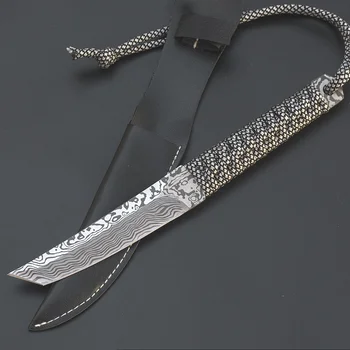 

ToughKeng Outdoor Fixed Blade Knife Survival Tanto Corrosion, Sanding 5Cr13 Steel Blade Straight Knives Leather Sheath