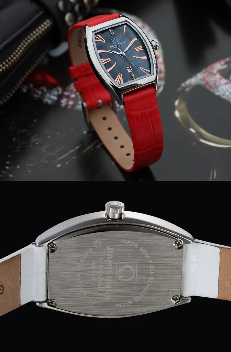 Швейцарские роскошные Брендовые Часы женские карнавальные японские кварцевые женские часы водонепроницаемые цвета из натуральной кожи reloj hombre C8823-5