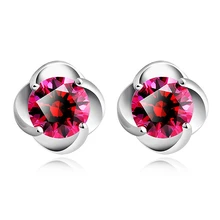 Клевер фейерверк 925 стерлингового серебра серьги Новая мода прекрасный цветок принцесса красный полудрагоценный камень конец женщин ювелирные изделия