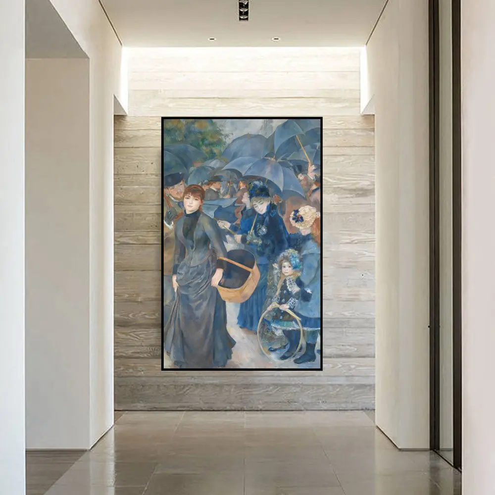 

Retro Famous Artwork Auguste Renoir Canvas Painting Reproduction "umbrella" Poster Print Picture for Home Decoration Wall Art