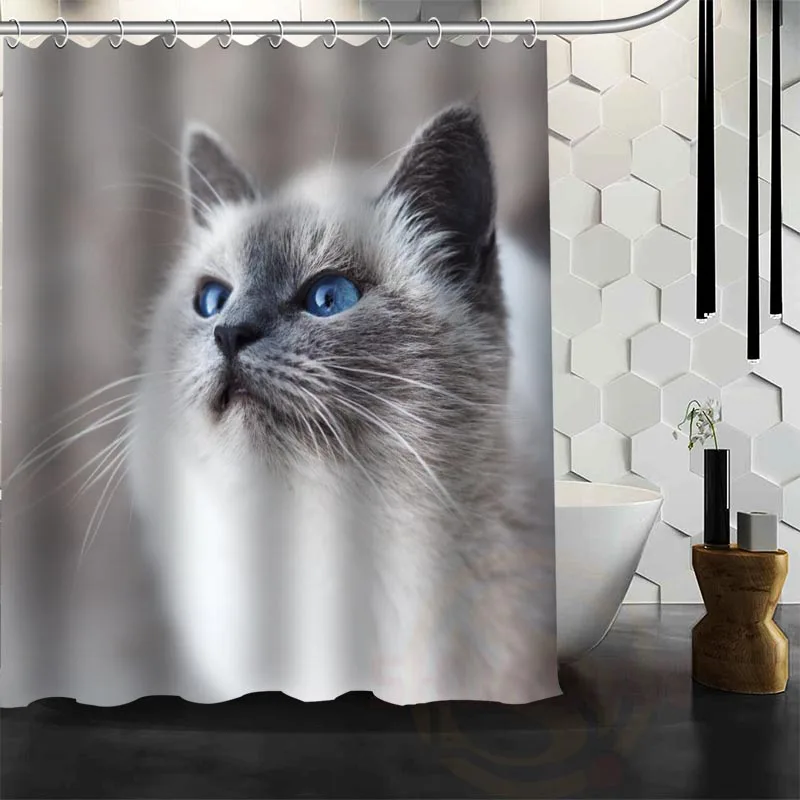Лучший Хороший индивидуальный кот животное душ для домашних животных занавес для ванной шторы для ванной из водонепроницаемой ткани больше размеров WJY& 48 - Цвет: Темно-серый