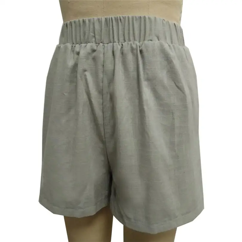New Women Short Summer Hot Sale Beach Fashion Casual High Waist Loose Casual Cotton Linen Pockets Shorts Pants #4A19 (16)