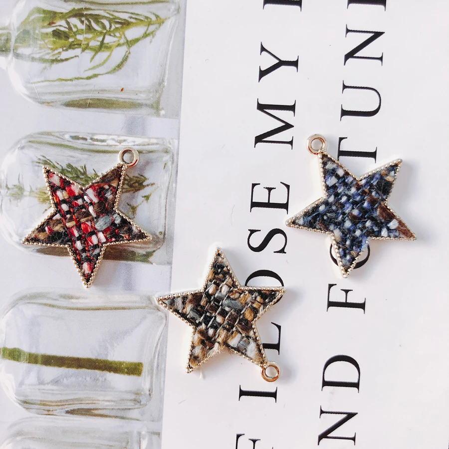 

Star Wool Stuff Spacer Eardrop Pendant Necklace Supplies for Jewelry Making Earring Accessories Components 6pcs