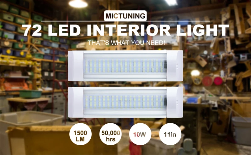 MICTUNING 1" 10 Вт Авто 72 светодиодный белый Потолочный купольный трубчатый светильник для салона автомобиля светодиодный светильник с переключателем для фургона грузовика RV Camper