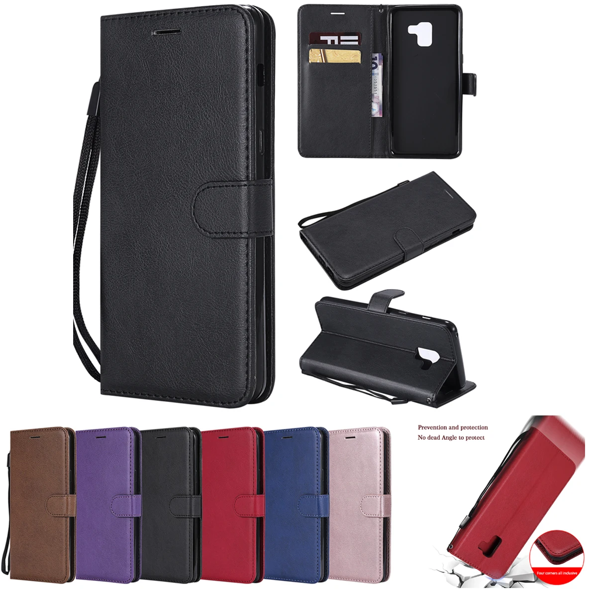 

For Samsung Galaxy A6 A7 A9 A8 2018 Case Business Solid Color Wallet Leather Samsung Galaxy A6 A8 Plus 2018 Luxury Card Slot Cas