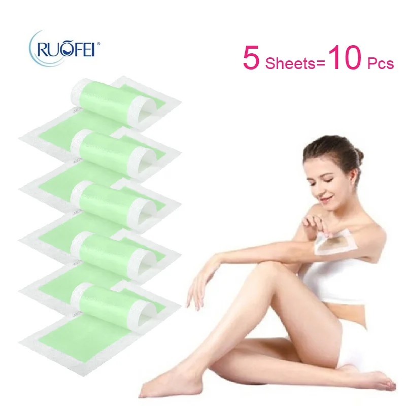 

5 sheets=10 pcs New Removal Depilatory Nonwoven Epilator Wax Strip Paper Pad Patch Waxing For Face / Legs / Bikini