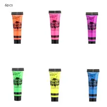 6-Цвет на водной основе человеческого тела Краски флуоресцентная краска пигментная краска для костюмированной игры на Хеллоуин на Рождество вечерние макияж