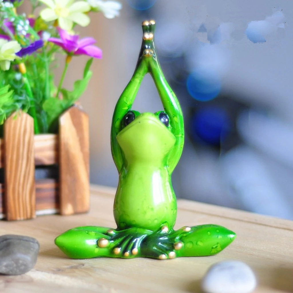 Creative 3D Yoga Frog Figurine Decoration Ornament Statue Home Garden Decor, Fish Tank Terrarium Ornament	