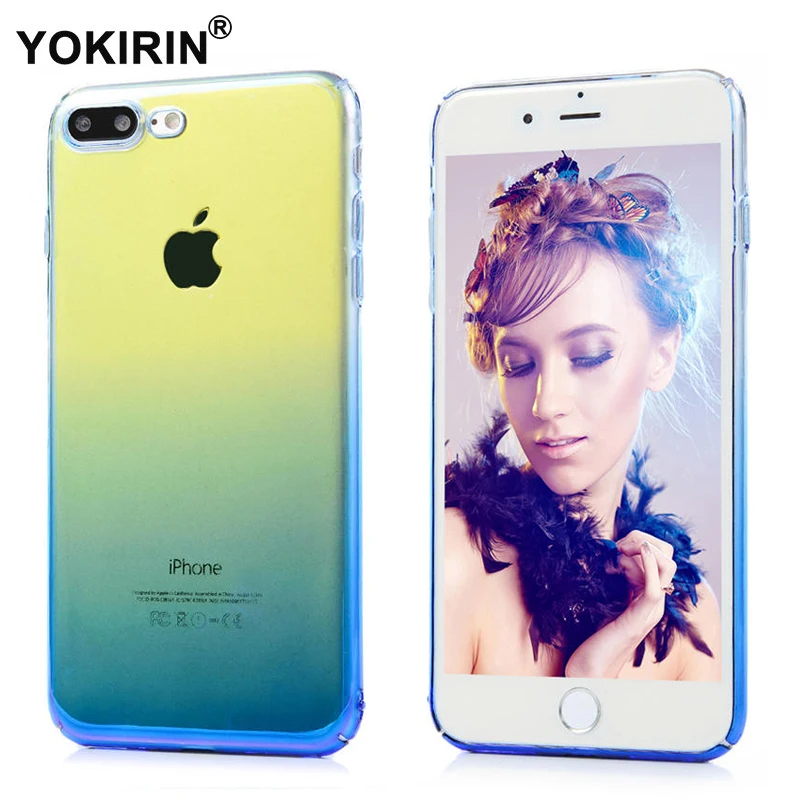 YOKIRIN Для iPhone 7 6 S Плюс Роскошные Жесткий Корпус Градиент Светлый цвет Прозрачный