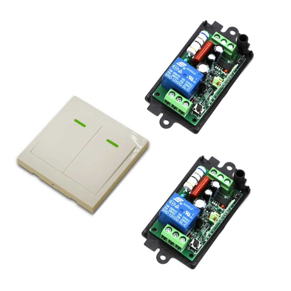 

New Mode AC 110V 220V 1CH Wireless Remote Control Switch System 2 pcs Receiver & 1pcs *White Wall Panel Sticky Remote 315/433mhz