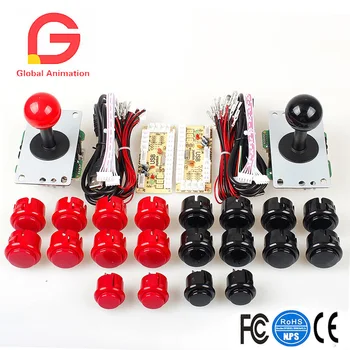 

2 Player Arcade Game Kit Parts USB Pc Joystick For Mame Game DIY Zero Delay USB Encoder + 2x 5pin 8 Way Stick + 20 Push Buttons