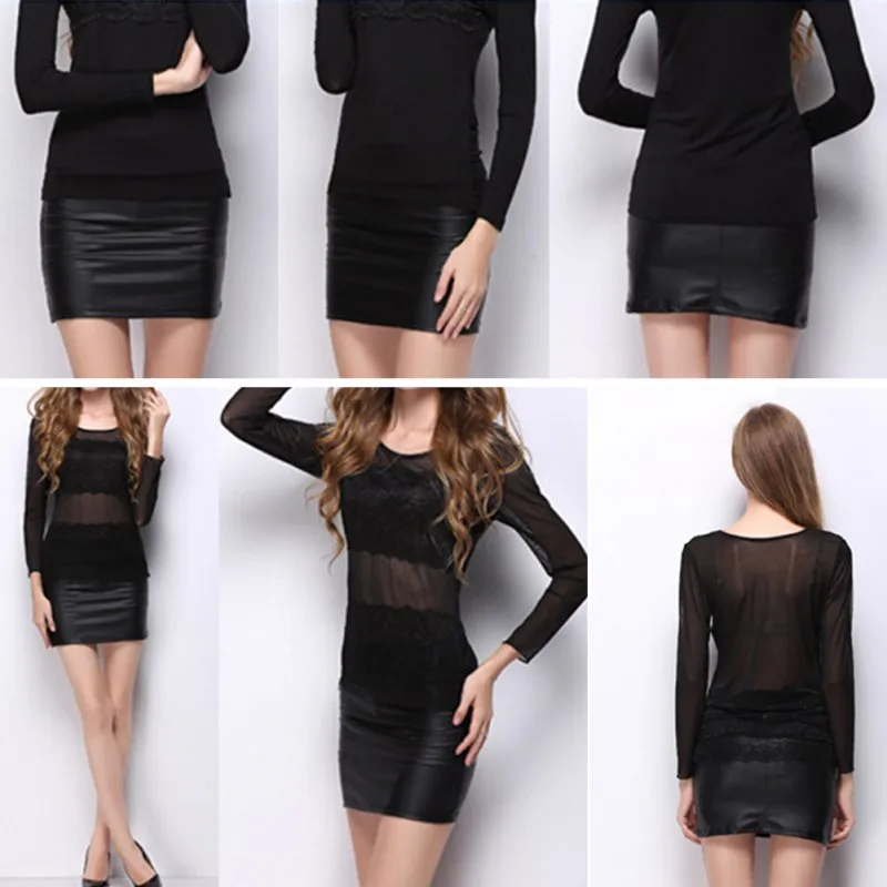 Women Sexy Bodycon Mini Skirt Faux Leather Zip High Waist Mini Short Skirt S-3XL