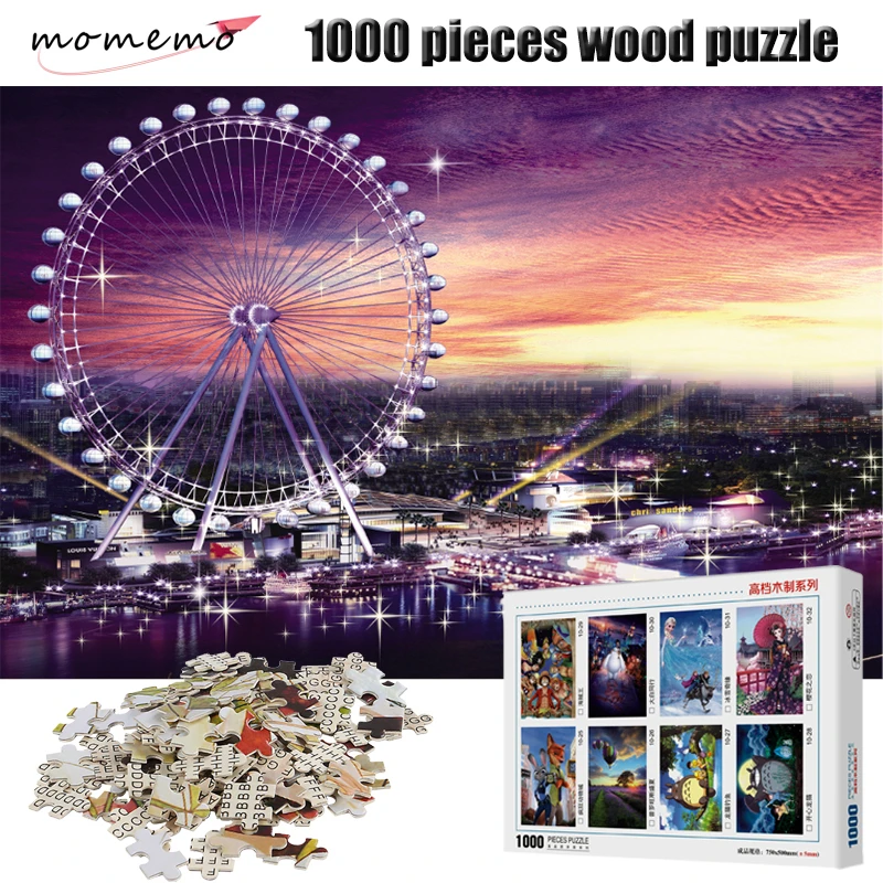 

MOMEMO Ferris Wheel Jigsaw Puzzle 1000 Pieces Adult Decompression Puzzles Definition 1000 Pieces Landscape Wooden Puzzle Game