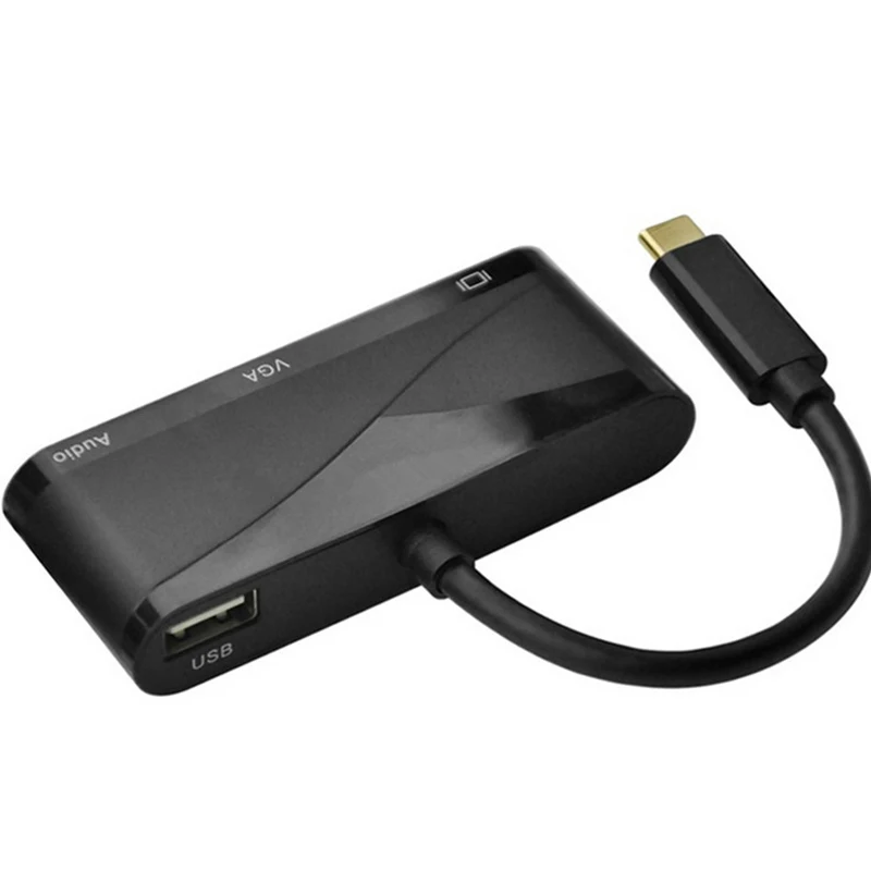 5ni1 USB C type C док-станция для ноутбука Macbook USB C-HDMI Mini VGA 4K RJ45 Ethernet USB 3,0 type C зарядная док-станция - Цвет: 5H1-BK