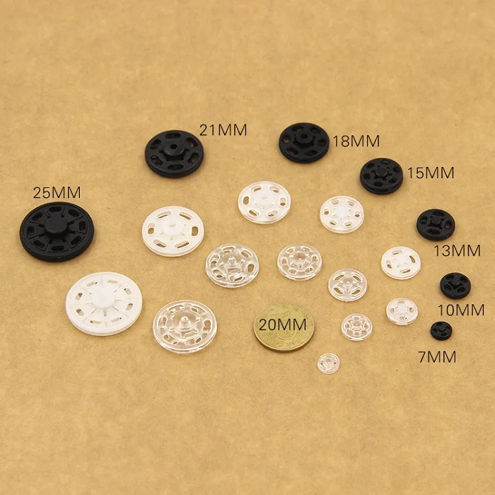 

Snap Buttons 7.5/10/12-25mm Fasteners Press Stud Invisible plastic for handmade Gift Box Scrapbook Craft DIY Sewing Accessories