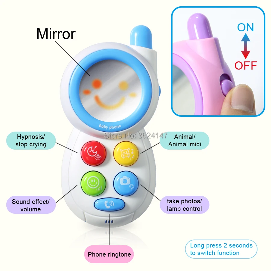

Smart Mirror Phone Educational Mobile Telephone Unlimited Music Lighting Baby Toy Cell Music Phone with Small Mirror for Kids