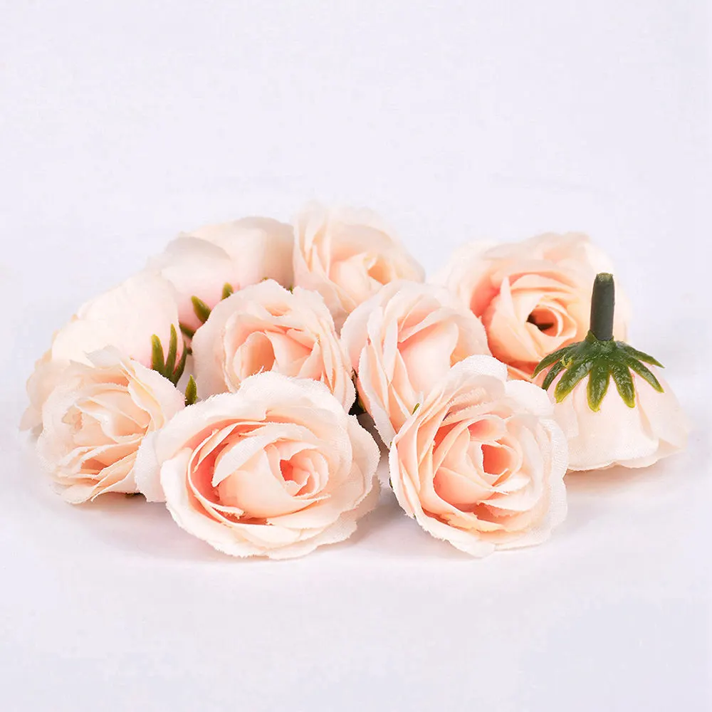 10 шт. 3 см мини Шелковая Роза искусственная Цветочная головка для свадьбы украшения дома свадебные туфли шляпы аксессуары ремесло поддельные цветы - Цвет: Champagne Pink