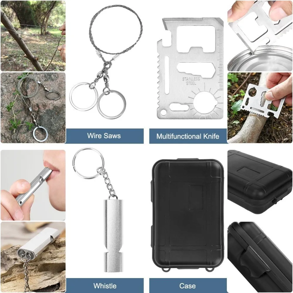 Billige 11 In 1 Notfall Überleben Getriebe Multi Tools Kit Set Outdoor Camping Reise Multi werkzeug Erste Hilfe SOS EDC taktische für Wildnis