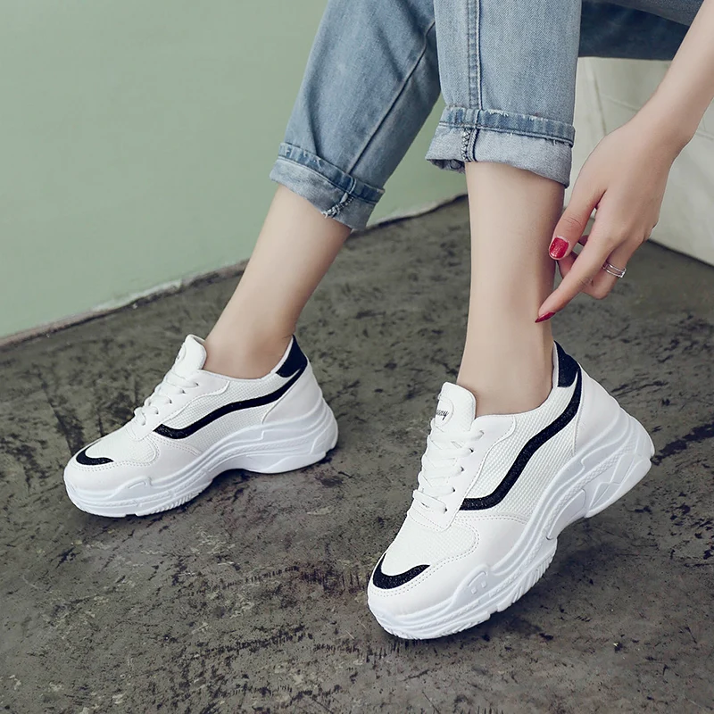 Г., модная теннисная обувь женская летняя Удобная дышащая Белая обувь женские кроссовки на платформе Chaussure Femme