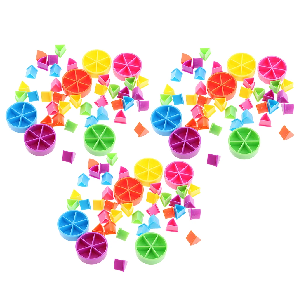 Set of 126 Pieces Assorted Math Fractions Games Pieces Pie Wedges Kids Intelligent Development Home Teaching Tool or Craft