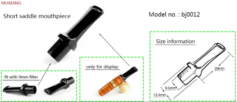 bj0012-2 smoking pipe short saddle mouthpiece