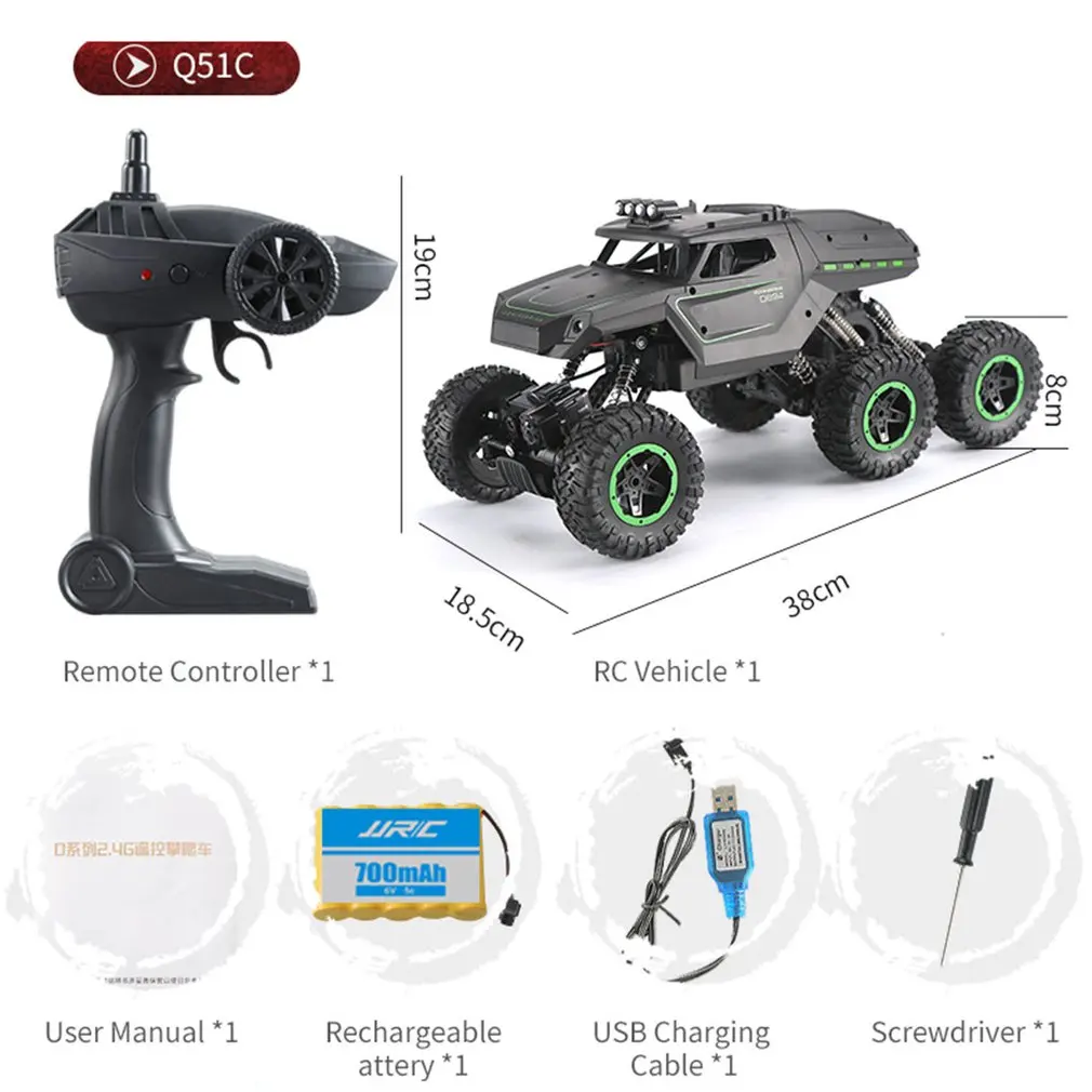 

JJR/C Q51B RC Car Toy 2.4G Off Road 6WD Racing Truck Climbing off Road Car Toy Remote Control Vehicle Car Rock Crawler Six Wheel