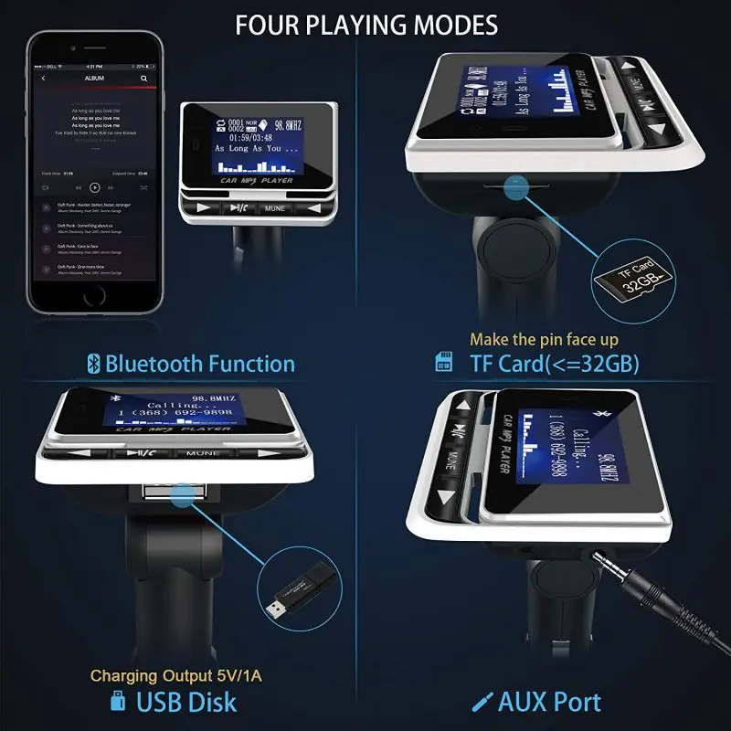 Bluetooth FM передатчик в автомобиле универсальное беспроводное радио HIFI Hands free