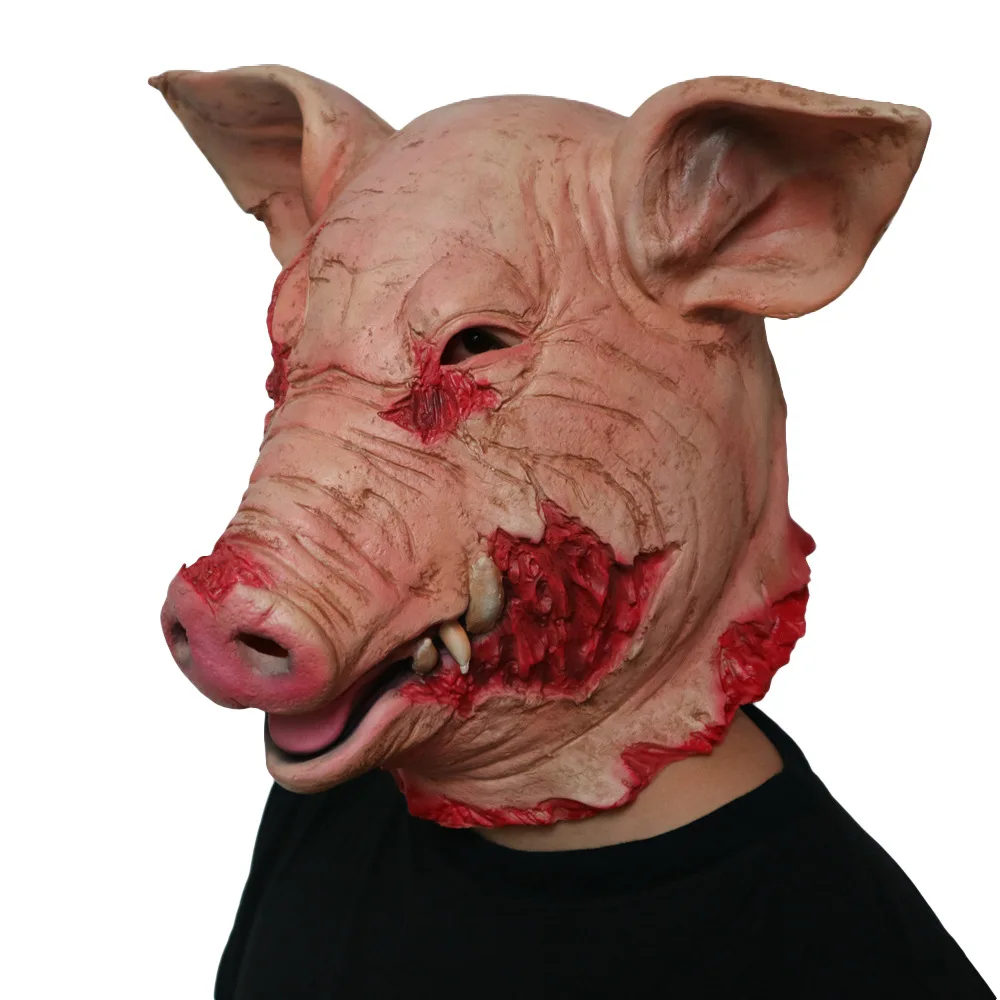 

Horror Pig Overhead Animal Mask Latex Pig Mask Halloween Costume Scary Saw Pig Mask Full Head Horror Evil Animal Prop