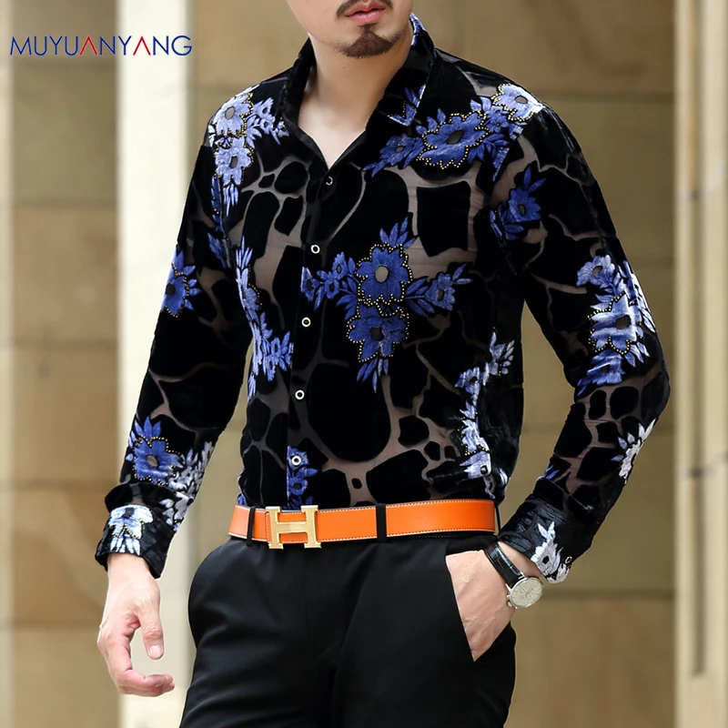 

Mu Yuan Yang Long Sleeve Casual Shirts New Fashion Floral Print High Quality Slim Fit Shirts For Men Clothes 2018 Male Shirt