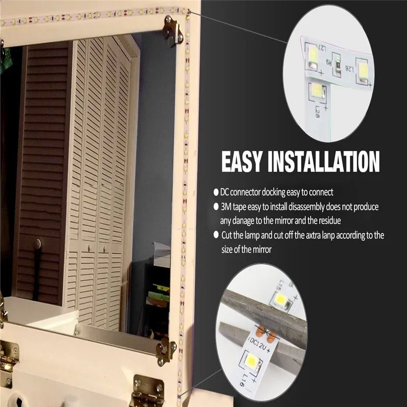  New 240 LEDs Makeup Mirror Vanity Mirror Light with Dimmer Power Supply For Dressing Table With Man