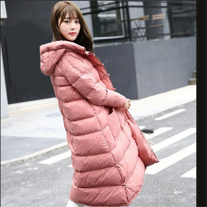 Winter New Women Coat Long Down Jacket Loose Parka Hooded Big Yards High Quality White Duck Down Girls Jacket Outerwear Q830 Winter New Women Coat Long Down Jacket Loose Parka Hooded Big Yards High Quality White Duck Down Girls Jacket Outerwear Q830