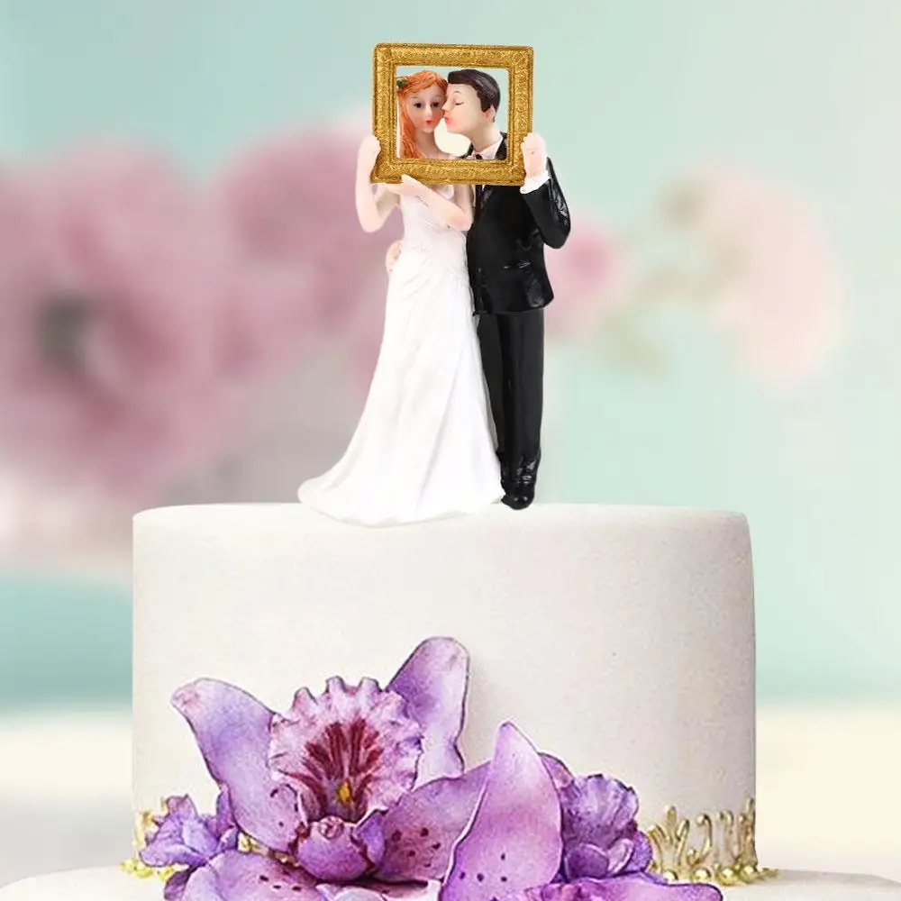 Элегантный синтетический смоляной свадебный торт Топпер Свадебные украшения Статуэтка Casamento Mariage - Цвет: Оранжевый