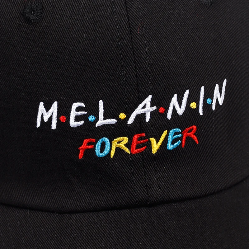 Новое поступление, бейсболка с вышитыми буквами MELANIN forever, Женская Бейсболка, Регулируемая Кепка для мужчин, модные шапки для папы