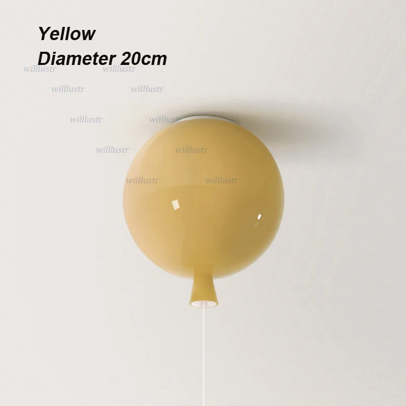 Многоцветный воздушный шар, потолочный светильник для спальни, детской комнаты, детского сада, отеля, торгового центра, для детской комнаты, цветной современный стеклянный светильник - Цвет корпуса: Yellow Diameter 20cm