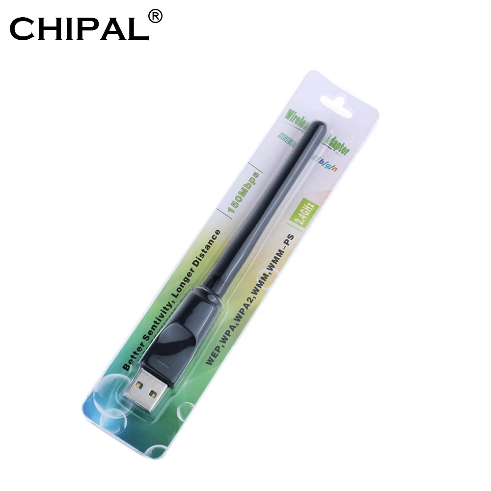 CHIPAL 150 Мбит/с мини USB WiFi адаптер беспроводная сетевая карта 150 м LAN Wi-Fi приемник ключ 2dbi антенна 2,4G 802.11b/g/n Ethernet