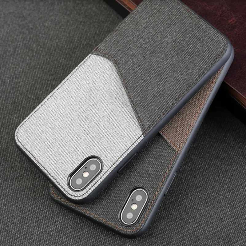 

Canvas Phone Case For iPhone X 7 7Plus 8 8Plus Case Suede and Cowhide Stitching Back Cover For 6 6S Plus 5 5SE Case