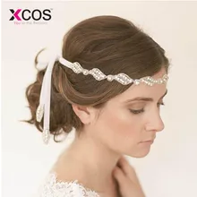 XCOS Hairwear невесты украшения с кристаллами женские свадебные подарки одна линия свадебные аксессуары для волос с лентой Новинка